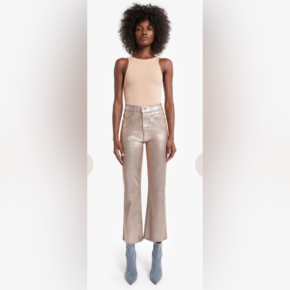 Mother The Hustler ankle fray in heavy Metal High-Waisted Jeans Sz 28